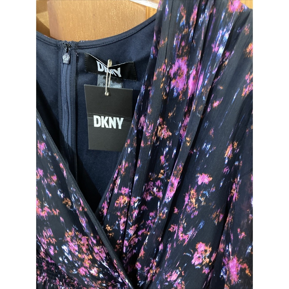 DKNY Plus Size Printed Blouson-Sleeve Fit & Flare Dress Sz 20W New Blue $139 - Picture 4 of 13